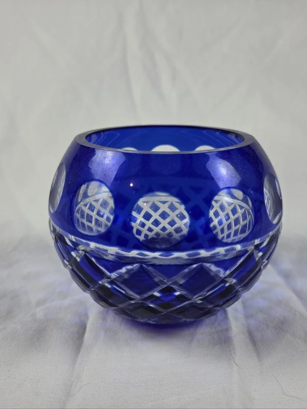 Cobalt Blue Bohemenian Cut Crystal 3.5